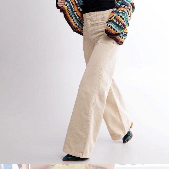 Free People Wide Leg Jeans in Pebble - Picture 7 of 8
